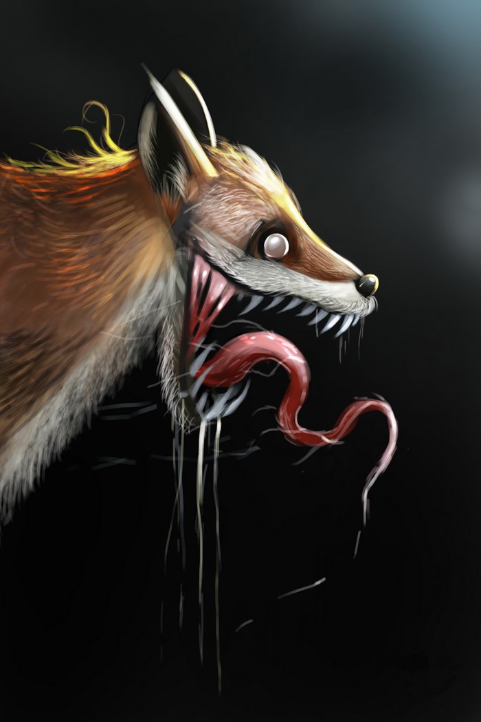 Monster Fox with Sharp Teeth and Tongue