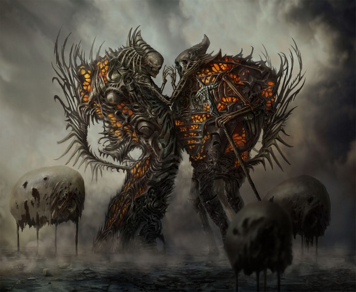 Gothic fantasy creatures with glowing insides
