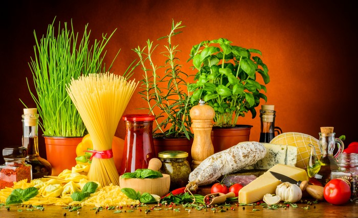 Still-life of Italian food ingredients