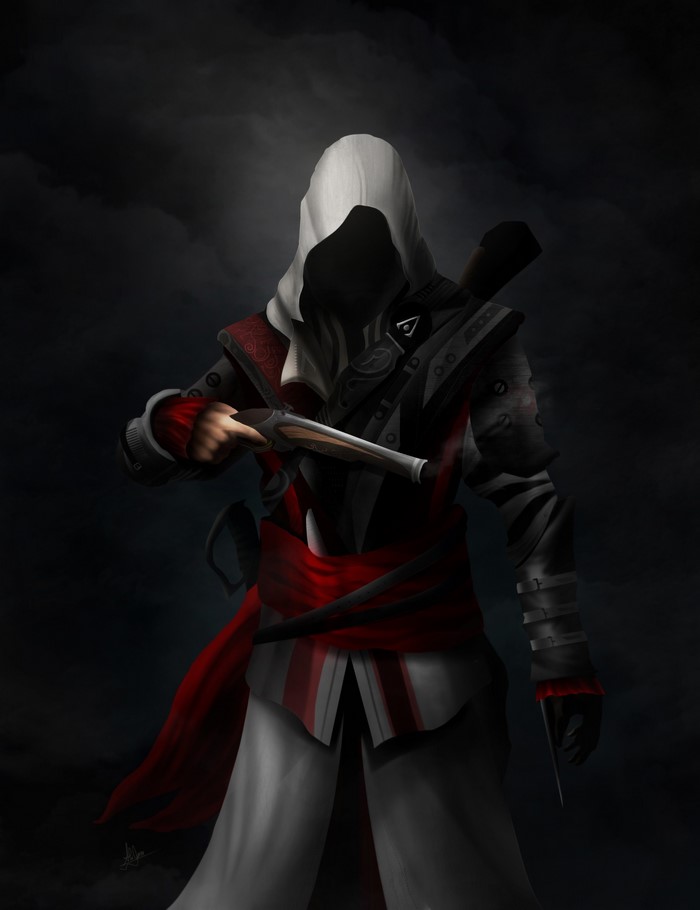 Edward Kenway from Assassin's Creed holding a pistol