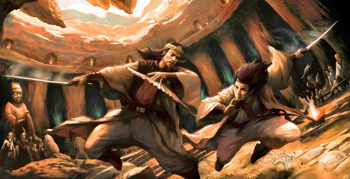 Warriors with Swords in a Cave