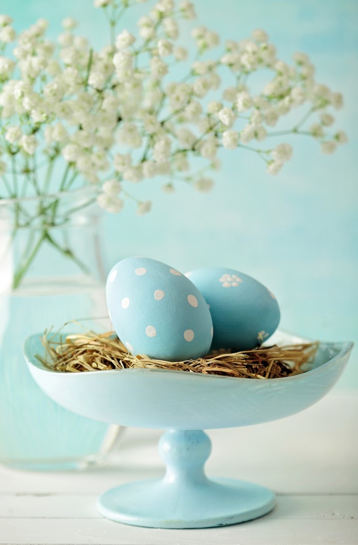 Easter Eggs in a Nest with Flowers