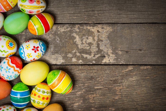 Easter Eggs on Wooden Planks