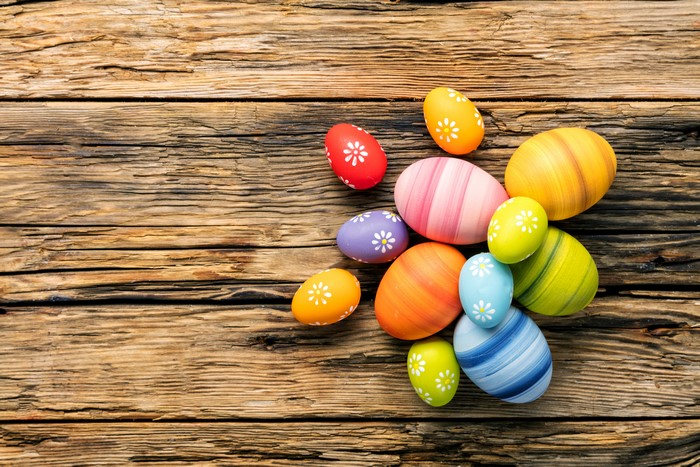 Easter Eggs on Wood Planks