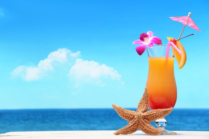Cocktail with Starfish on Beach