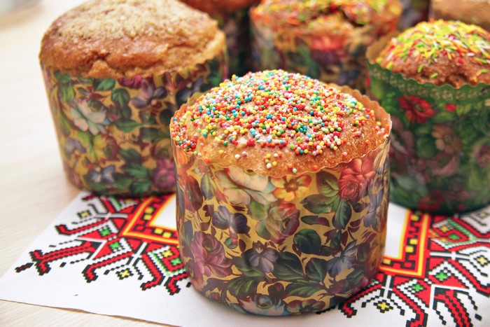 Easter Kulich Pastries with Sprinkles