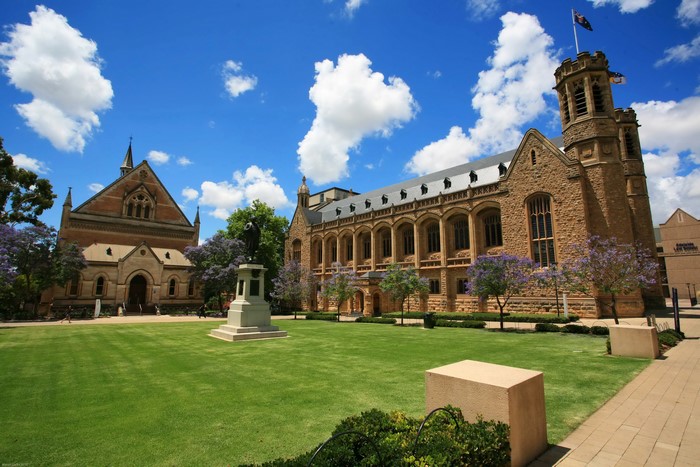 Adelaide University Law Building and Cloisters Lawn