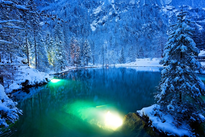 4K Winter Lake in Kander Valley, Switzerland
