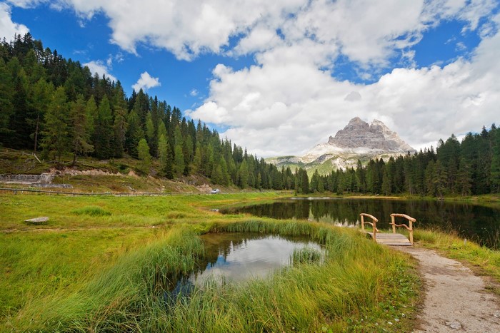 4K Lake with Mountains and Forest in South Tyrol, Italy