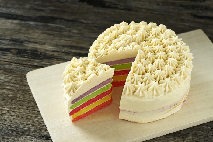 Rainbow Layer Cake with Cream Frosting