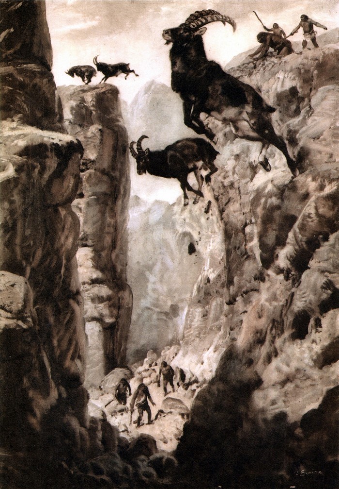 Zdenek Burian's prehistoric hunt of ibex