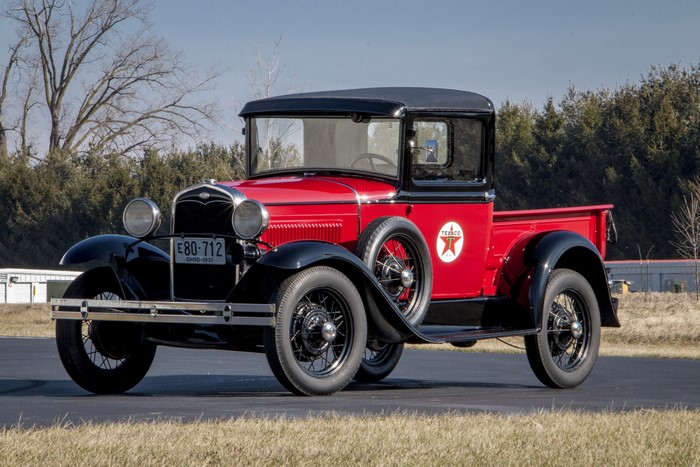 Red Ford Model A Pickup Truck with Texaco Logo