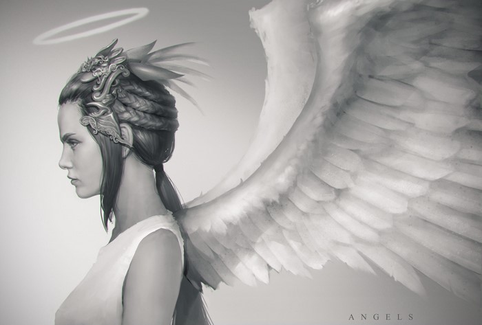 Angel with Halo and Wings