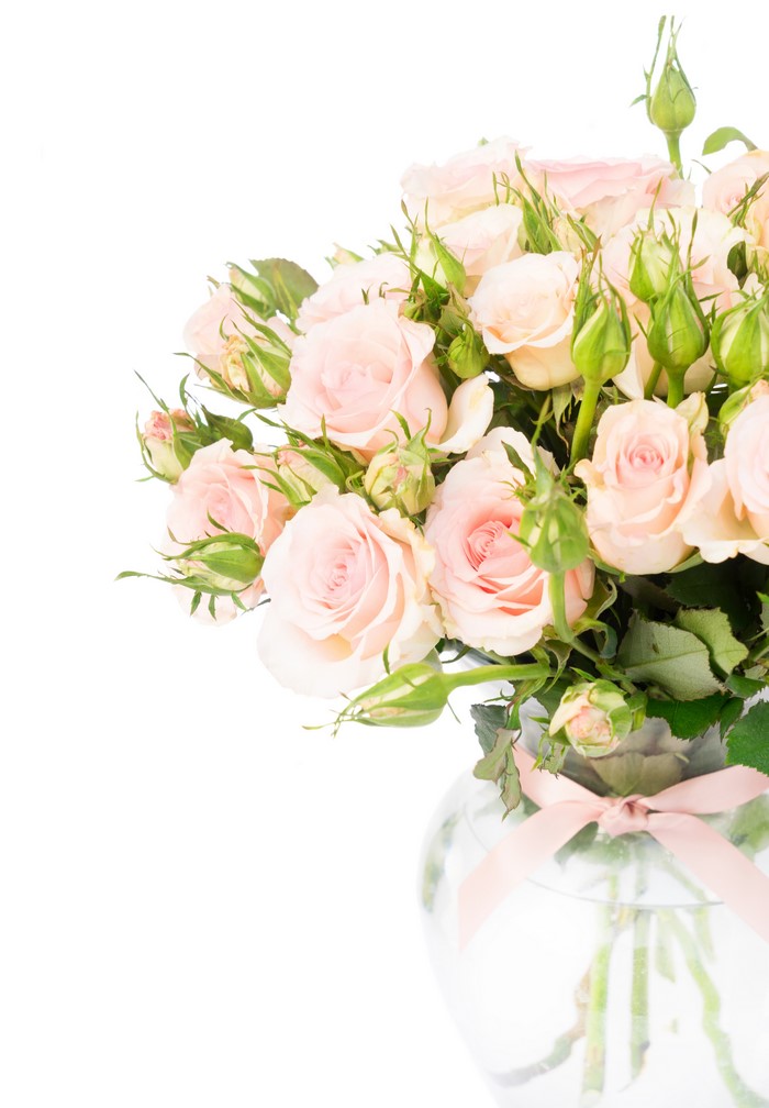 Bouquet of pink roses in a vase