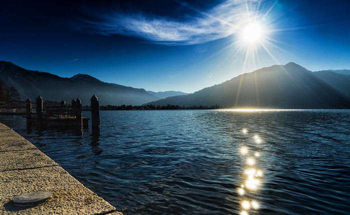 Lake Tegernsee, Germany at Sunset with Mountains