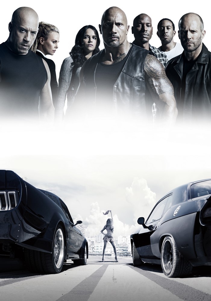 Vin Diesel, Michelle Rodriguez, Dwayne Johnson, Jason Statham from Fast & Furious 8