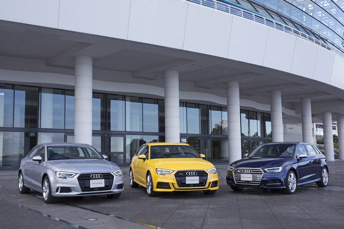 Three Audi A3 Sedans in Metallic Colors