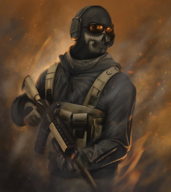 Ghost from Modern Warfare with Assault Rifle