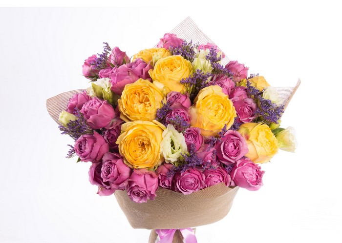 Bouquet of Pink and Yellow Roses