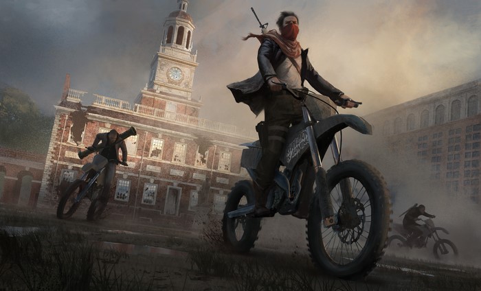 Motorcyclists in front of Independence Hall