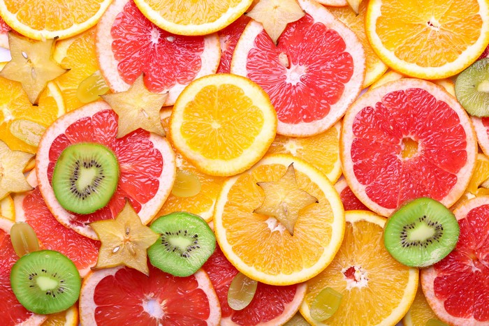 Sliced Citrus Fruits and Kiwi Texture