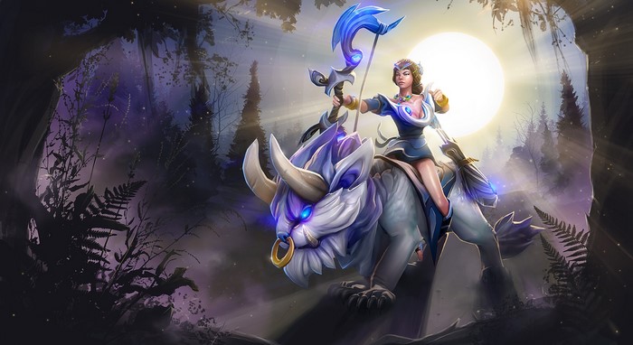 Mirana from DOTA 2 riding a magical animal