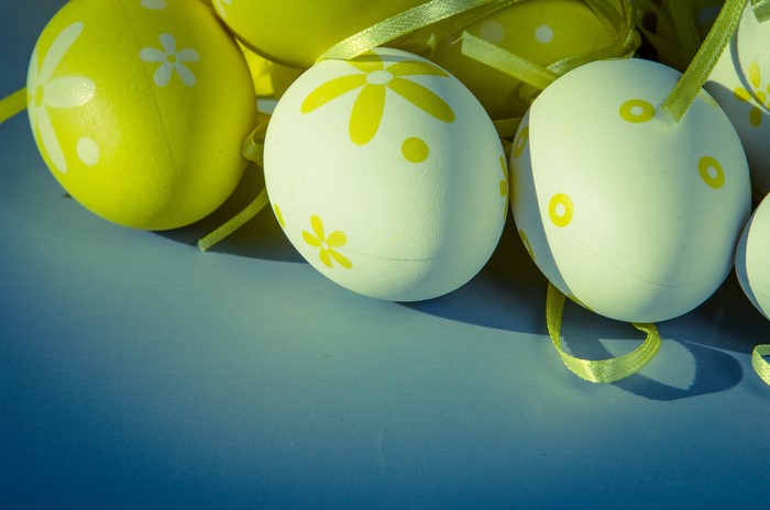 Easter Eggs with Yellow Ribbons