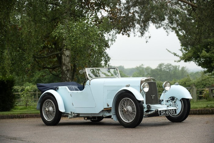 Light blue Aston Martin cabriolet with license plate GH 4093