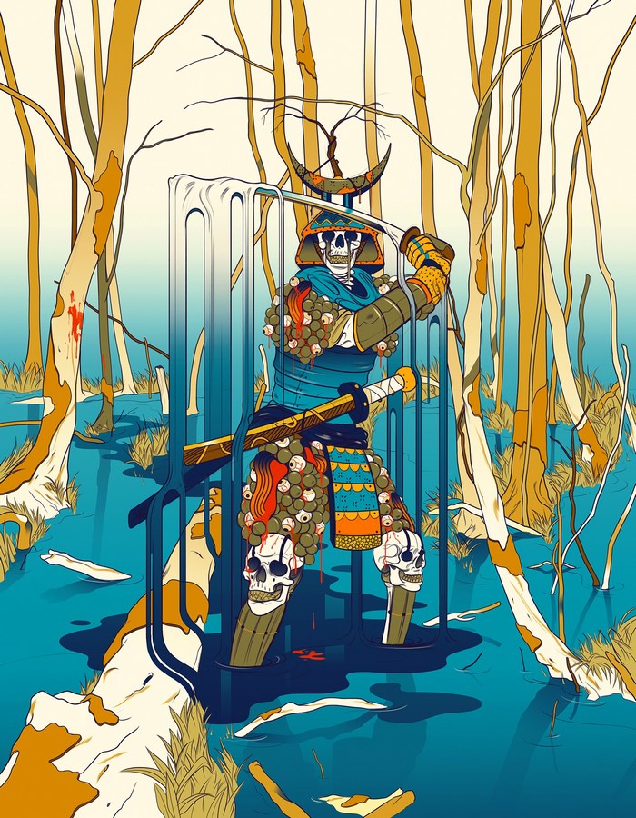 Undead Samurai Warrior in a Swamp