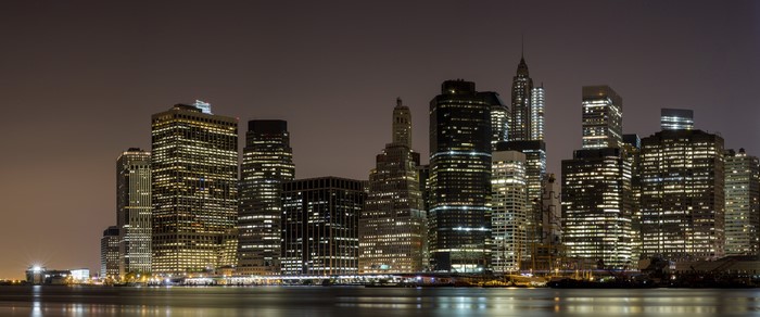 New York City Manhattan skyscrapers at night