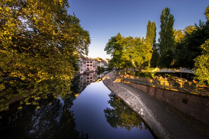 Strasbourg Canal with Houses and Trees