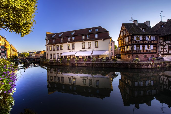 Strasbourg Canal with Hotels and Restaurants