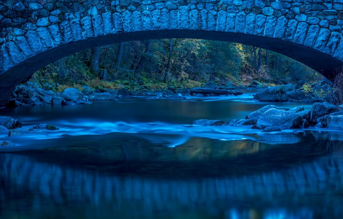 Stone bridge over a river in Yosemite National Park