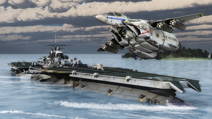 4K Airplane and Aircraft Carrier
