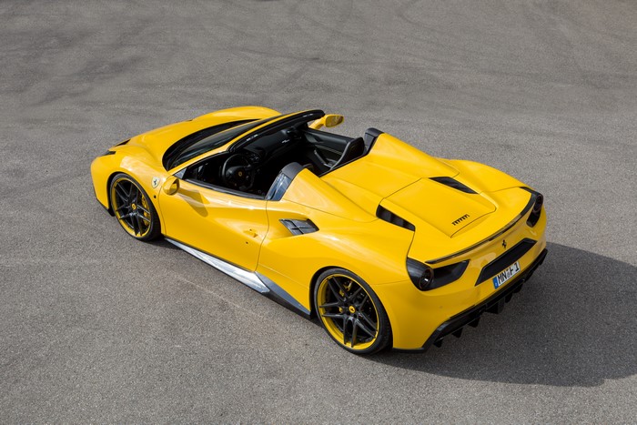 Yellow Ferrari 488 Spider Novitec Rosso Roadster