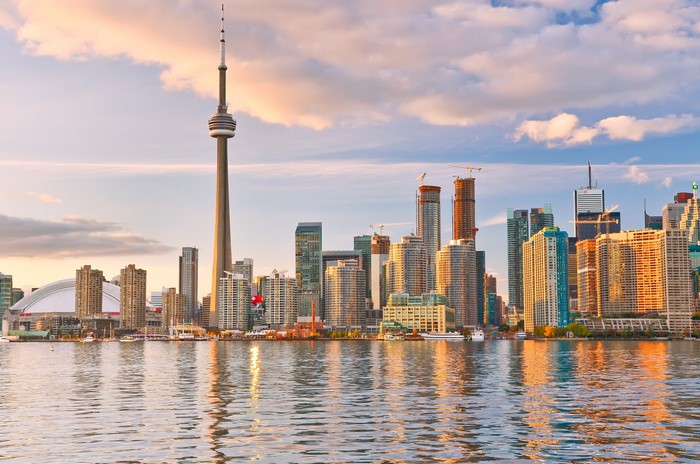 Toronto Skyline with CN Tower and Lake Ontario