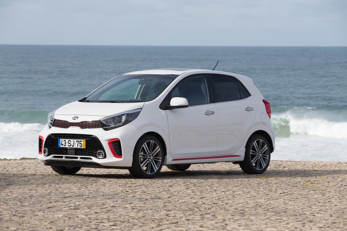 White 2017 Kia Picanto GT Line by the Ocean