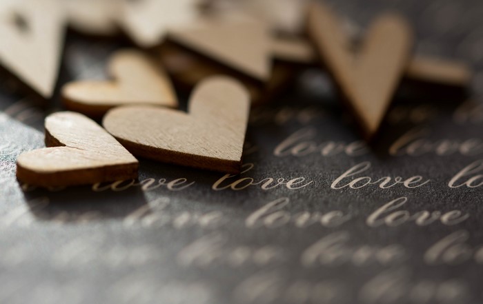 Wooden Hearts on Love Patterned Paper