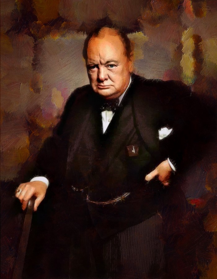 Painting of Winston Churchill