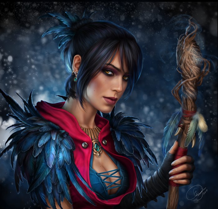 Morrigan from Dragon Age with Mage Staff