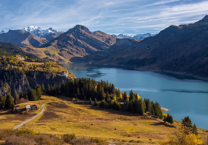 Lake and Mountains in Le Monal, France
