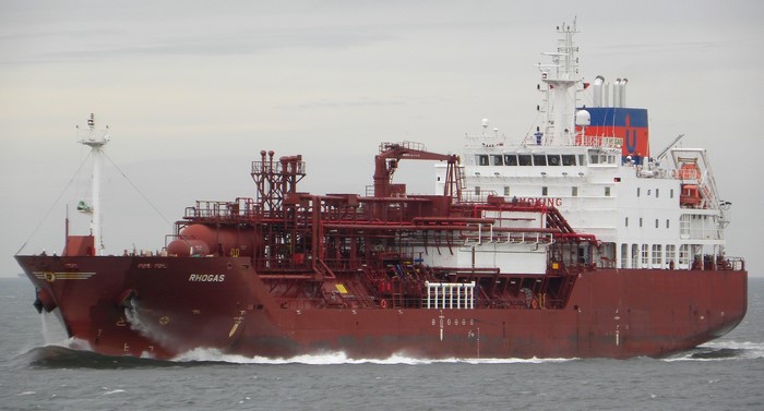 RHOGAS tanker ship sailing on the water
