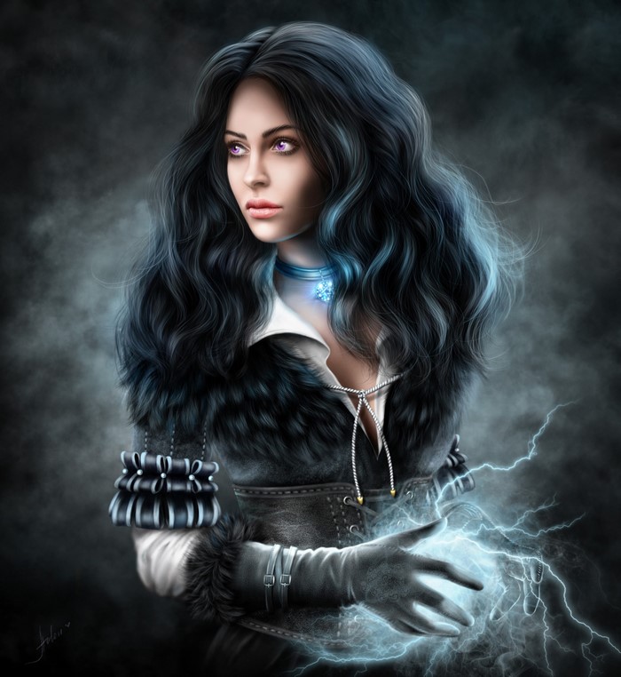 Yennefer of Vengerberg from The Witcher casting magic