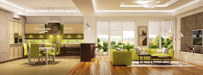 Modern Living Room and Kitchen Interior Design