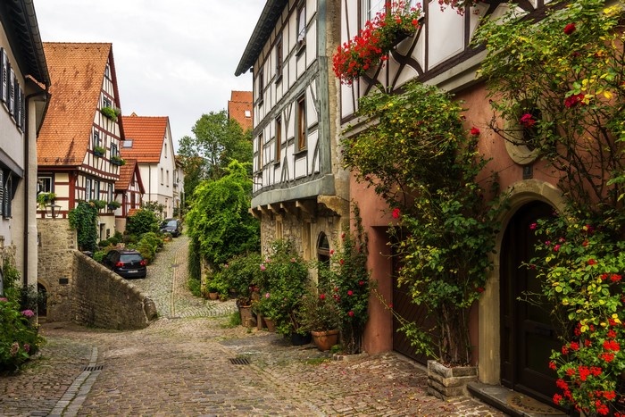 Wimpfen Germany Street with Half-Timbered Houses