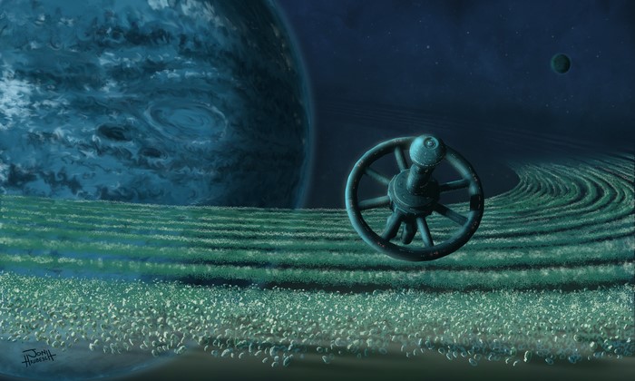 Orbital station near a ringed planet