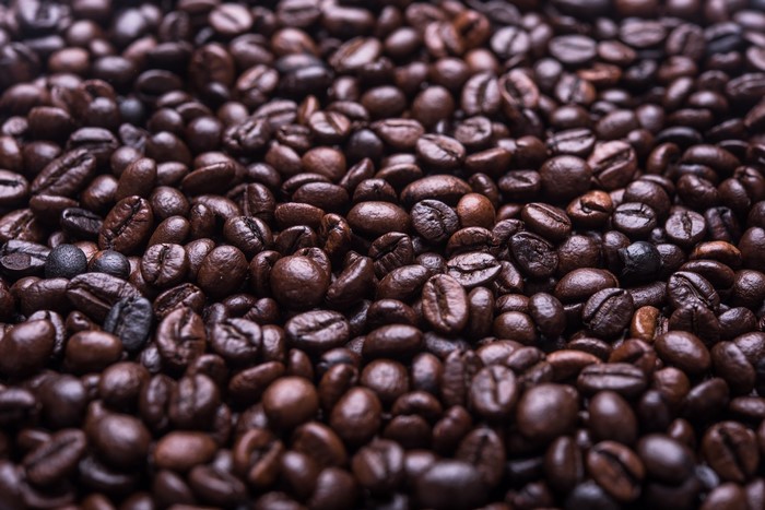 Close-up of roasted coffee beans