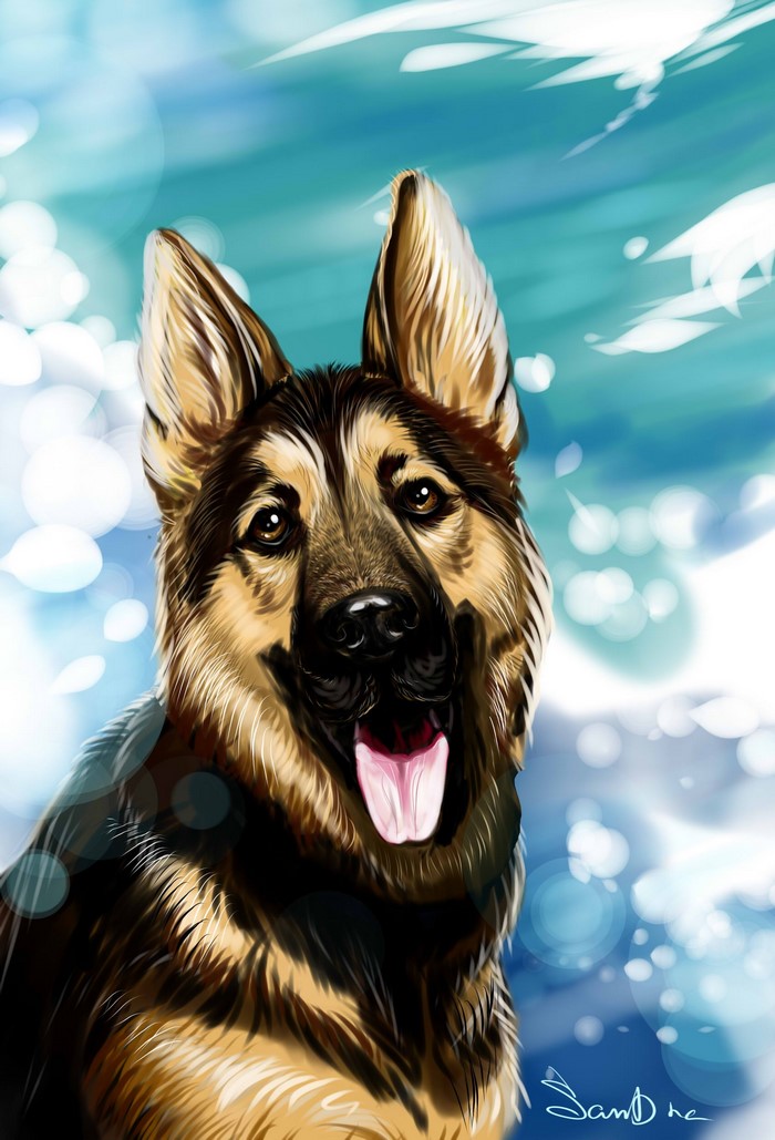 German Shepherd Dog Painting