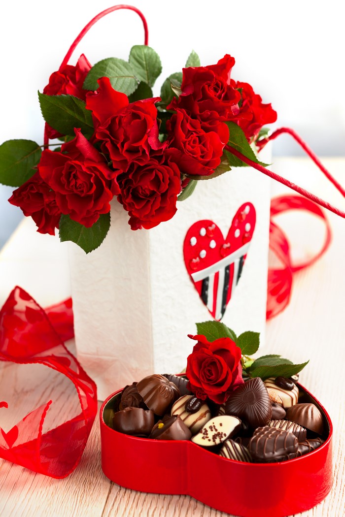 Red Roses and Heart-Shaped Chocolates