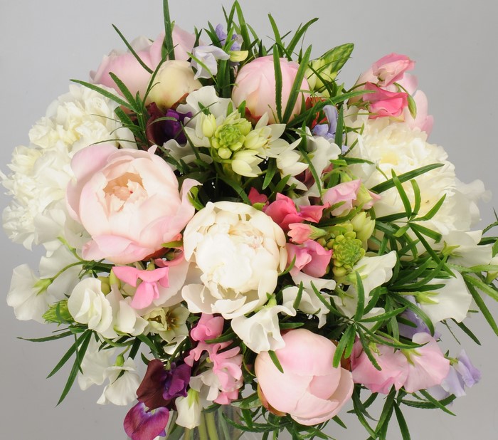 Bouquet of Peonies and Sweet Peas